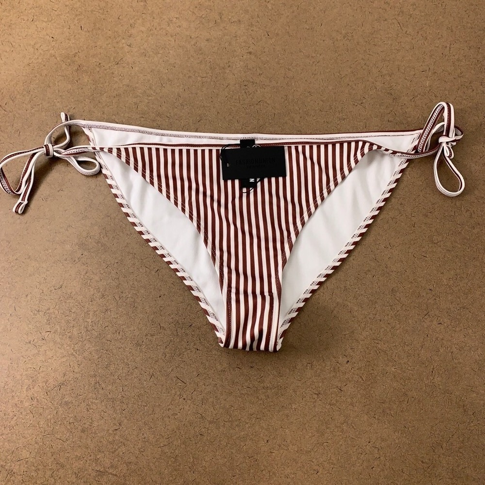 Fashion Union Womens Size 8 Striped Side Tie Bikini Swim Bottom NWT
